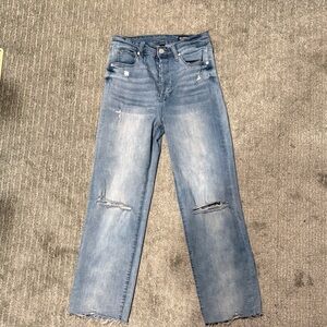Blank NYC Distressed Light Blue Straight Leg Jeans